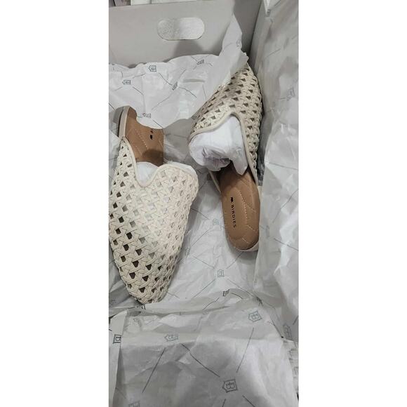 NWT Women's Birdies Phoebe Woven Slide Mule Ecru Woven Faux Leather size 7 Boho - Picture 5 of 6